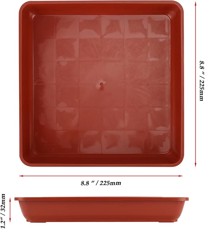 JOIKIT 15 PCS 8.8 x 8.8 Inch Square Plant Saucer, Plastic Plant Saucer Drip Tray, Square Flower Pot Tray for Indoors and Outdoor Plant Pots, 1.2 Inch Deep, Terracotta