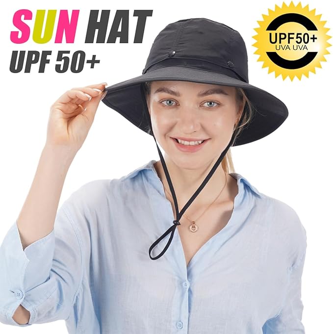 USHAKE Head Net Hat, Safari Hat Sun Hat Bucket Hat with Hidden Net Mesh