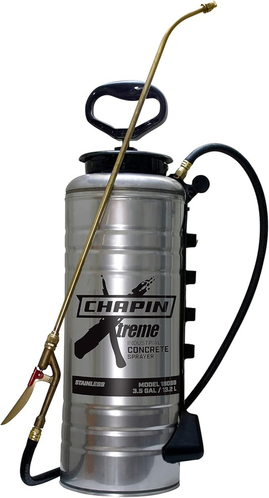 Chapin 19069 Made in The USA 3.5 Gallon Xtreme Industrial Stainless Steel Concrete, with Brass Pump/Wand/Nozzle, Stainless