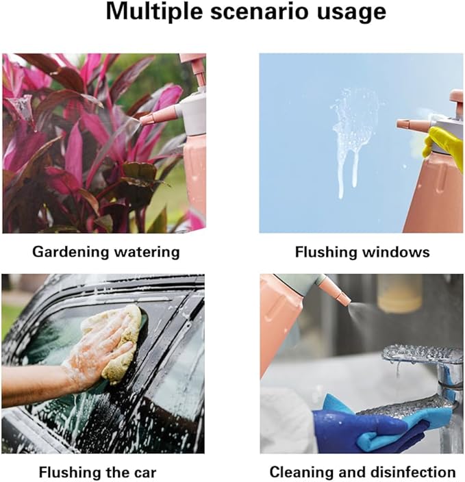 JoyTube Garden Pump Sprayer, 68 oz/0.5 Gallon Hand Held Pressure Sprayer with Safety Valve ＆ Adjustable Nozzle, Large Capacity Bottle Water Weed Flower Plant Lawn Home Washing Spray 2L(Salmon Pink)