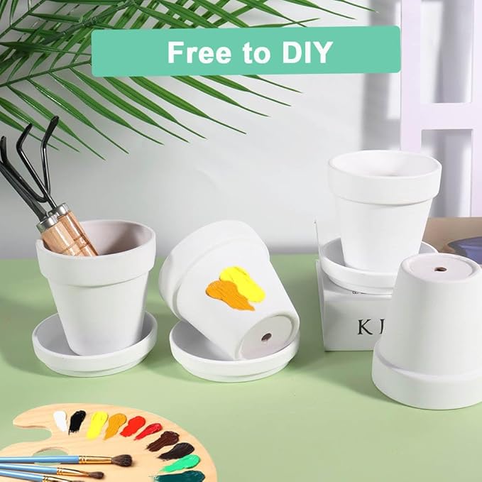 vensovo 3 inch White Terracotta Clay Pots for Plants with Saucer - 12 Pack Small Terra Cotta Planter Great for Garden Windowsill Indoor & Outdoor Wedding Favors Gifts