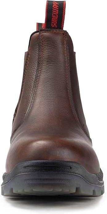 SUREWAY Men's Slip-On Work Boots for Men,Full Grain Leather,Anti-Static,Water/Slip Resistant,Fire Station Mechanic Industrial Construction Safety Boots/Shoes for Men