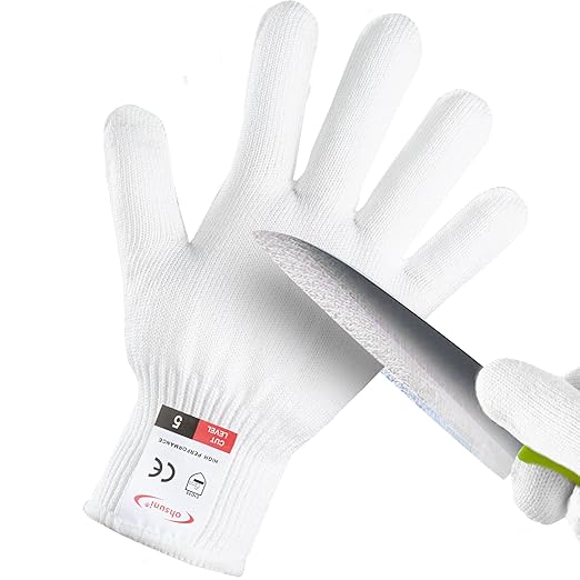 Cut Resistant Gloves, 1 Pair, Small, White, Food Grade, Cut Proof, Breathable, Comfortable, Ideal for Kitchen, Oyster Shucking, Fish Filleting, Wood Carving, Gardening