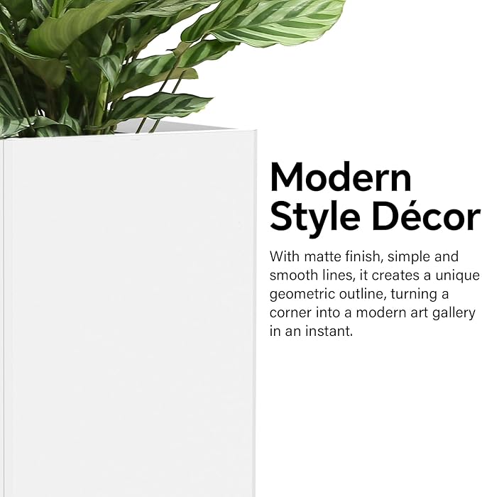 Galvanized Steel Metal Planter, 28 Inch White Square Outdoor Planters with Removable Insert Shelf and Drain Holes, Heavy Duty Flower Pot Modern Commercial Residential for Trees Patio Deck Yard Garden