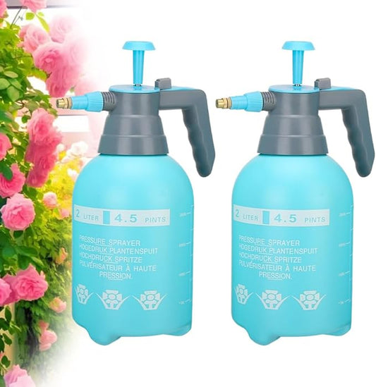 MRPAPA Garden Pressure Sprayer, 2 Liter/4.5 Pints, Handheld Pressure Plant Spritzer, Set of 2,Blue