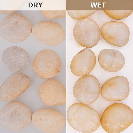 20lb Cream White River Rocks Outdoor Landscaping- Polished Pebble for Plants – Garden Decorative Stones-1-2 Large Plant Rocks,Ideal for Aquarium, Home Decor