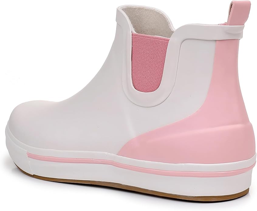 WTW Womens Rain Boots Deck Boots for Men - Lightweight Waterproof Rubber Fishing Rain Shoes with High Traction for Gardening Camping