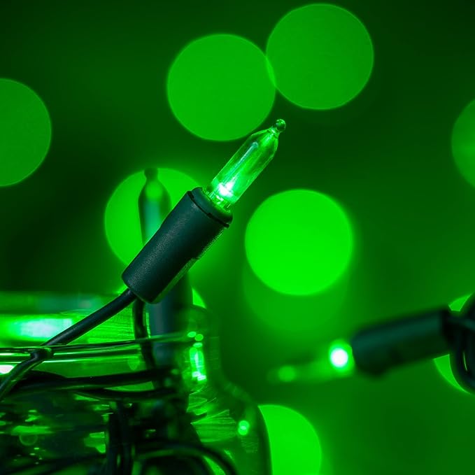 YULETIME 200 Count Green LED Christmas Lights, 66 Feet Green Wire UL Certified Commercial Grade Holiday String Light Set (Green)