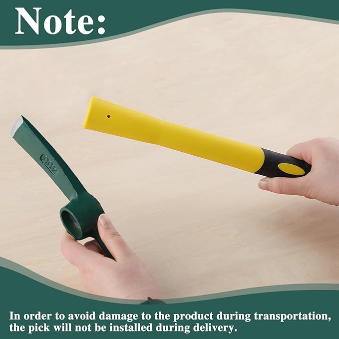 15 Inches Pick Mattock Hoe, Heavy Duty Forged Weeding Mattock Hoe with Fiberglass Handle, Garden Pick Axe, Forged Adze Pick for Digging Weeding Prospecting Camping Gardening Loosening Soil