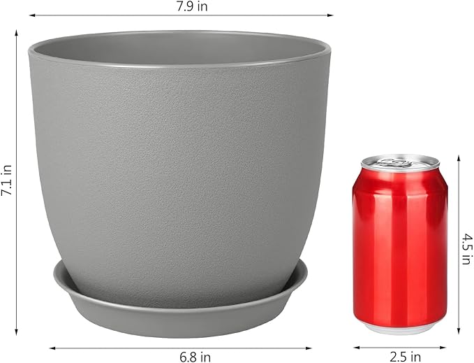 Plant Pots 8 Inch Set of 4, Flower Pots with Multi Mesh Drainage Holes, Planters for Indoor Outdoor Garden Plants and Flowers (Multicolor)