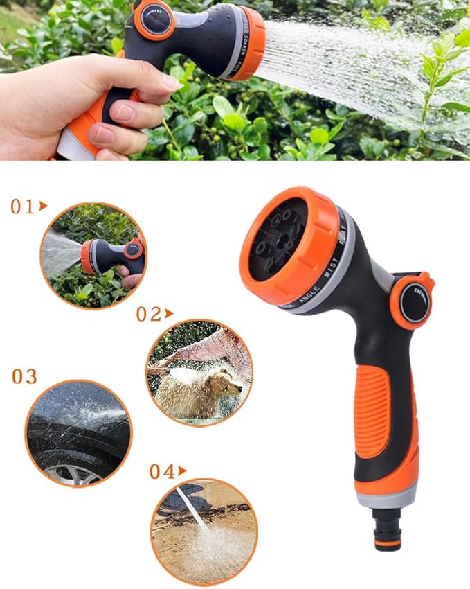 Garden Hose Nozzle Sprayer with 10 Spray Patterns & Thumb Control Valve - Ideal for Pet Showering, Garden Watering, Cleaning, Car Washing & Lawn Greening