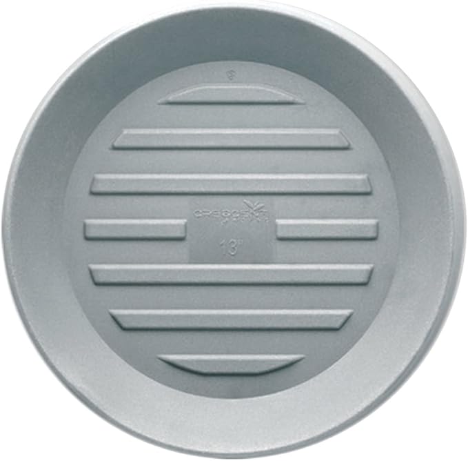 Crescent Garden Universal Round Planter Saucer, Durable Drainage Dish for Plant Pots, Heavy-Duty Plant Dishes Saucer, Indoor & Outdoor Plant Trays - Ash (13 inch Inner, 18 inch Outer Diameter)