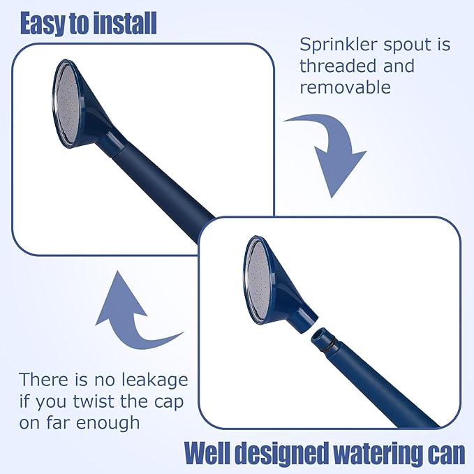 2 Gallon Watering Can for Indoor Plants, Garden Watering Cans for Outdoor Plant House Flower, Modern Plant Watering Can Large Long Spout with Sprinkler Head