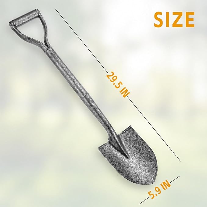 All Metal Shovels for Digging Gardening - 30in Small Shovel Spade with Short D Handle and Steel Blade - Perfect for Camping Planting Overlanding