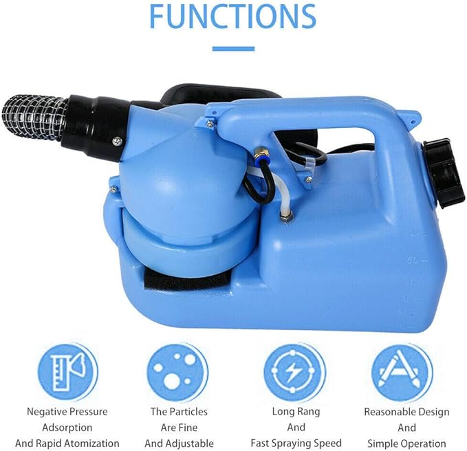 5L Portable ULV Electric Sprayer, Electric Atomizer Sprayer,Portable Foggers,Agriculture Fogging Machine for Home Indoor,Spraying Distance 8-10m,Mist Droplet Size 5-50μm