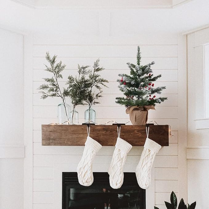 24 Inch 2 FT Pre-lit Snowy Mini Christmas Tree, DECSPAS Small Tabletop Flocked Christmas Tree with 20 LED Lights Red Berries Pine Cones and Cloth Bag Base Xmas Decorations for Holiday Party (Color A)