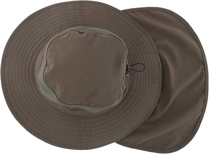 Home Prefer Outdoor UPF50+ Mesh Sun Hat Wide Brim Fishing Hat with Neck Flap Sun Hat for Men Women
