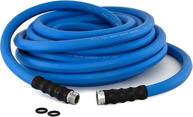 AG-LITE BSAL3450 3/4" x 50' Hot/Cold Water Rubber Garden Hose, 100% Rubber, Ultra-Light, Super Strong, 500 PSI, 50F to 190F Degrees, High Strength Polyester Braided