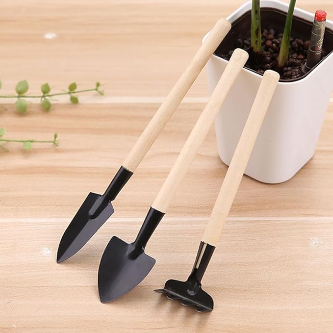 Sosoport 10 Sets Mini Tool Shovel Indoor Plant Gardening Tools Wooden Handle Weeding Trowel Digging Trowel for Flower Soil Planting Succulent