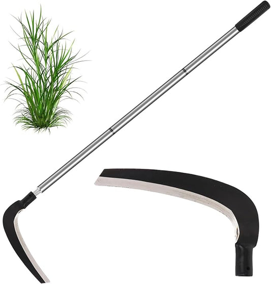 Scythe Tool for Grass Cutting, Weeding Sickle Garden Tools for Clearing Bushes, Brush, Vines in Yard, Fields, Ditches, Paths, Landscaping, Weed Razor Cutter Machete for Farming Harvesting