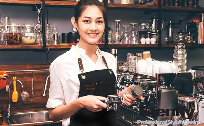 Kitchen Apron, Work Apron, Canvas, Multiple Pockets, Gardening, Painting, BBQ, Artist, Carpenter, Sizes M to XXL, Black