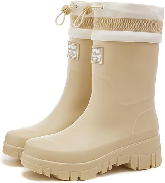 Nutropa Waterproof Mid Calf Women Rain Boots Lightweight Comfortable Wide Calf Garden Shoes