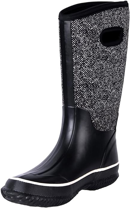 WTW Mid Calf Rain Boots for Women - Waterproof Insulated Neoprene Mud Boots Outdoor Hunting Garden Boots