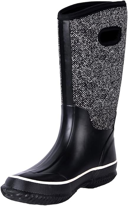 WTW Mid Calf Rain Boots for Women - Waterproof Insulated Neoprene Mud Boots Outdoor Hunting Garden Boots