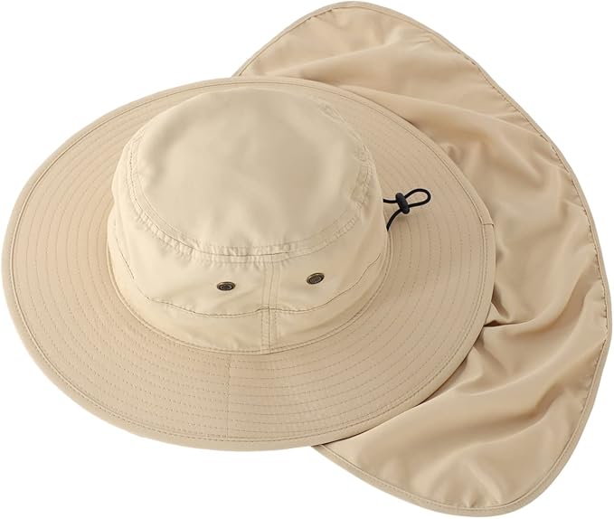 Home Prefer UPF50 Mens Sun Hat with Neck Flap Quick Dry UV Protection Cap Womens Wide Brim Fishing Hat Neck Flap Beach Garden