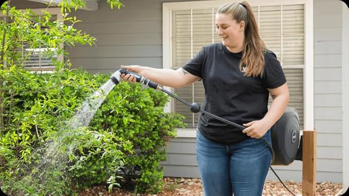 Garden Hose Nozzle - 9 Spray Patterns, Metal, Thumb Control, On/Off Valve, High Pressure Heavy Duty Water Hose Spray Nozzle for Gardening, Lawn Care, and Cleaning Tasks-Seaweed Green