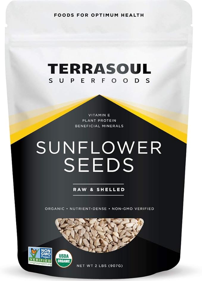 Terrasoul Superfoods Organic Hulled Sunflower Seeds, 2 Pounds
