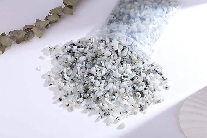 QINJIEJIE 0.9Lbs Grey Labradorite Rocks for Plant Bulk Decorative Sand Aquarium Gravel Stones Terrarium Small Turtle Rocks Vase Pebbles Filler Crystal Chips Fish Tank Decor for Planter