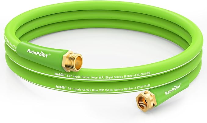RAINPOINT Short Garden Hose 10ft - Lightweight Water Hose with Swivel Handle - Flexible, Heavy Duty, Hybrid Rubber, with Male to Female Fittings