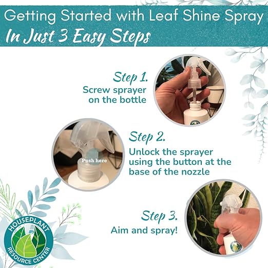 Houseplant Leaf Shine Spray – All-Natural Leaf Cleaner and Gloss for Healthy Shine & Better Photosynthesis | Perfect for House Plants and Foliage | 8 oz