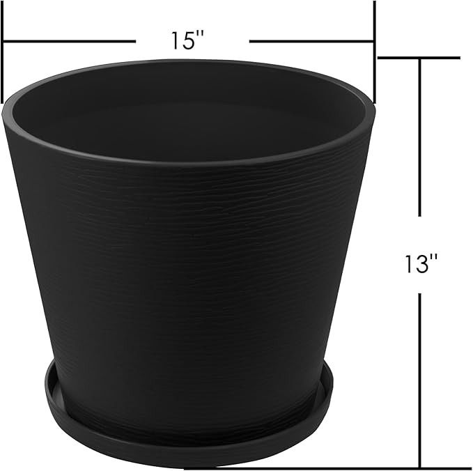 Kozyard 4Packs Round Planter Indoor Outdoor Plant Pots with Tray Collecting Water for Porch, Patio, Backyard Planters Modern Décor for Tall Plants, Flowers