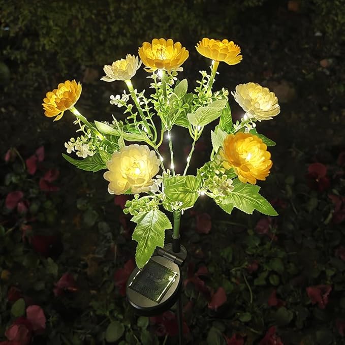 Garden Solar Lights Flowers, Automatic Lighting At Night, Waterproof Garden Decor for Yard Patio Pathway Lawn, Gardening Gifts for Women, Christmas Decoration, 7 flowers(Snow lotus - white, 1)