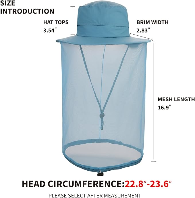 Fishing Hat Sun Protection Hat Mosquito Head Net for Outdoors Bucket Hat with Hidden Net Mesh