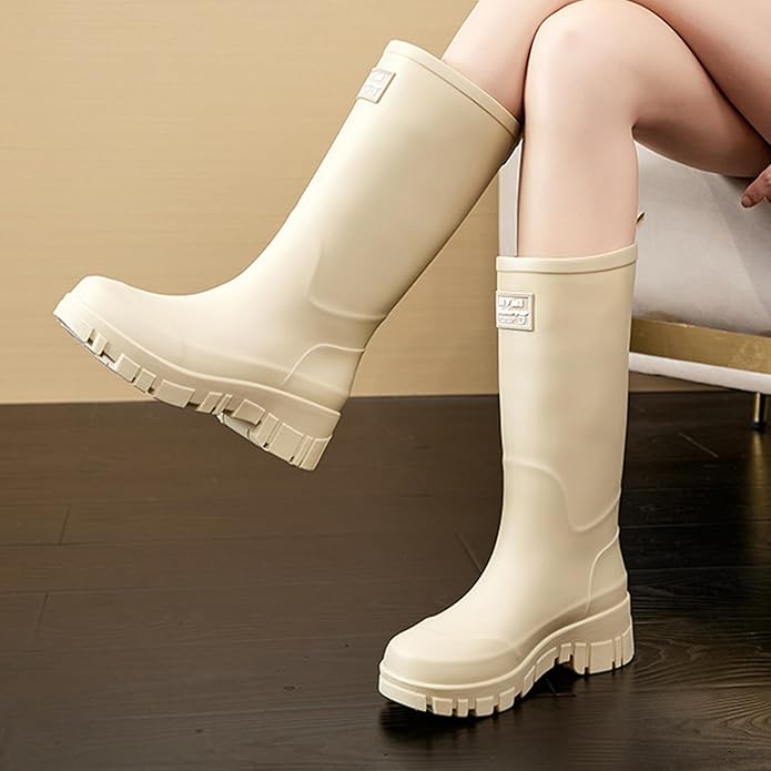 Nutropa Waterproof Mid Calf Women Rain Boots Lightweight Comfortable Wide Calf Garden Shoes