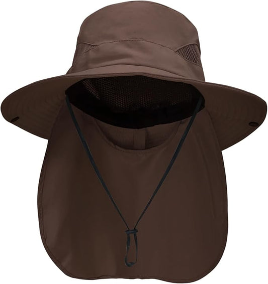 NPQQUAN Sun Hats for Men Women with Neck Flap UPF 50+ UV Protection Wide Brim Bucket Hat Safari Hiking Fishing Hats