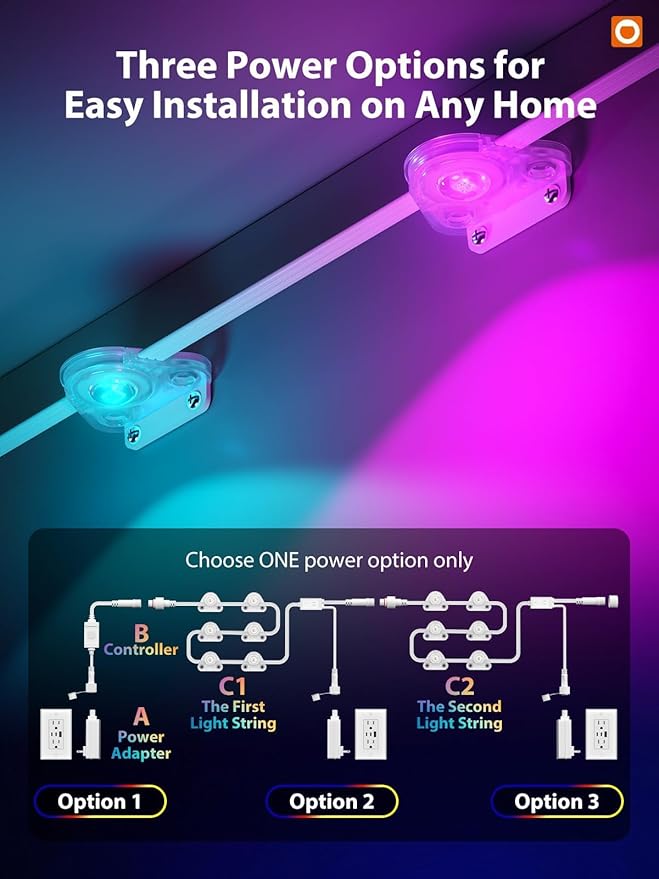 addlon 400FT(200FT*2) Permanent Outdoor Lights, Smart RGB+IC LED Lights for House & Outdoor Decor, App & Remote Control, DIY Scene Modes, IP67 Waterproof for Christmas, Holiday, Party Decorations