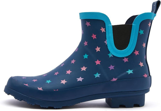 SWIFTFROG Rain Boots for Women - Waterproof Ankle Garden Shoes Anti-Slipping Floral Printed Rainboots for Ladies Stylish Light Ankle Rain Shoes, Women's Rain Footwear