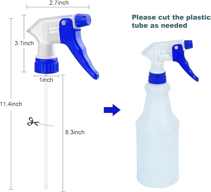 Spray Bottle Nozzles Plastic Heavy Duty 12Pcs Trigger Spray Nozzle Replacement Head Leak Proof Water Bottle Spray Nozzles Adjustable Head Sprayer (12, Blue)