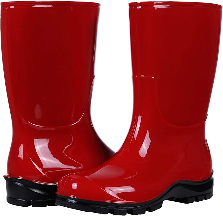 Asgard Women's Mid Calf Rain Boots Printed Waterproof Rubber Boots Short Garden Shose