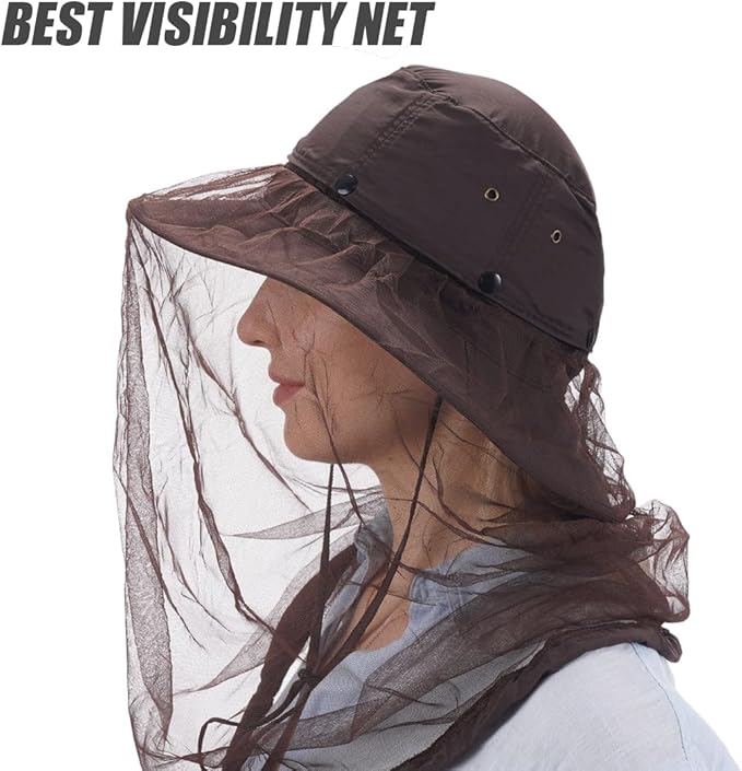 USHAKE Head Net Hat, Safari Hat Sun Hat Bucket Hat with Hidden Net Mesh