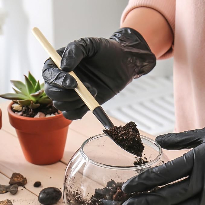 CLISPEED 6pcs Mini Gardening Tools: Hand Rake Trowel and Shovel with Wooden Handles for Bonsai Planting - Gardending Hand Tools Kit for Seedling Soil Caring Succulent