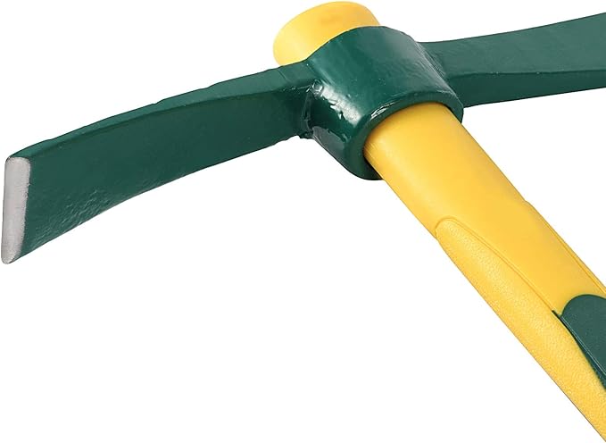 ZOENHOU 2 PCS 15 Inch Solid Pick Mattock, Forged Garden Pick Axe, Weeding Mattock Adze Hoe with Heavy-Duty Rubber Handle for Weeding Cultivating Camping