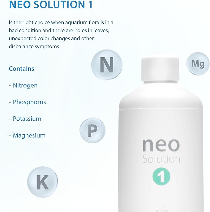Plant Fertilizer for Aquarium Plants - Liquid Fertilizer with Nitrogen, Phosphorus, Potassium, Magnesium to Promote Growth & Photosynthesis in Aquatic Environments - Neo Solution 1, 1000ml