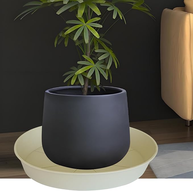 2 Pack of 16 17 inch Plant Saucer (15 inch Base), 2.3" Depth, Plant Trays for Pots, Plastic Plant Saucers for Indoors, Bird Bath Bowls, Flower Pot Drip Trays for Planter (17", Beige)