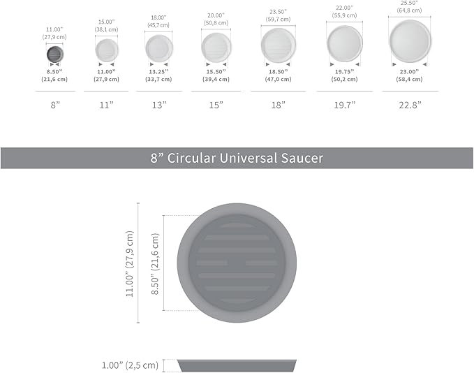 Crescent Garden Universal Round Planter Saucer, Durable Drainage Dish for Plant Pots, Heavy-Duty Plant Dishes Saucer, Indoor & Outdoor Plant Trays - Parchment (8 inch Inner, 11 inch Outer Diameter)