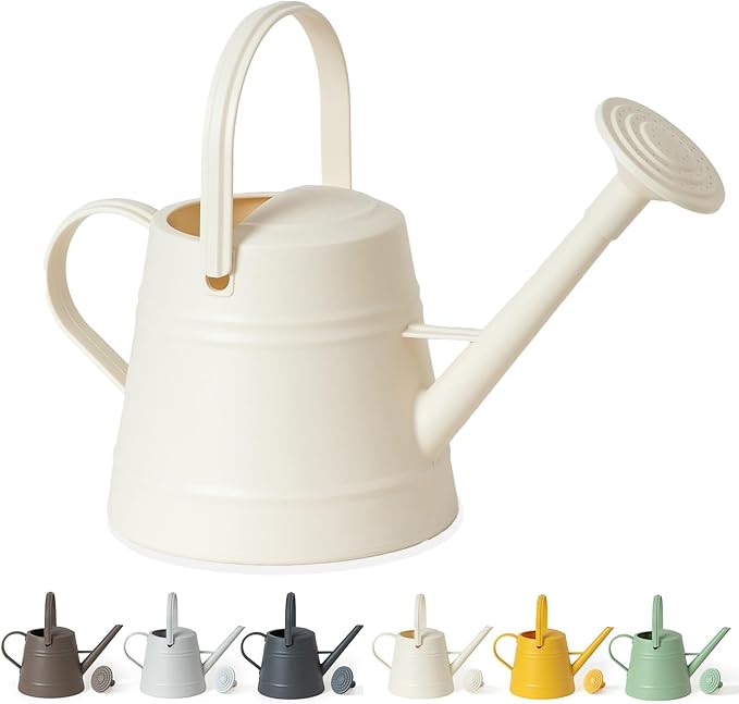 1 Gallon Watering Can for Plants, Watering Cans for Indoor&Outdoor Gardening, Water Can with Ergonomic Movable Handle (White)